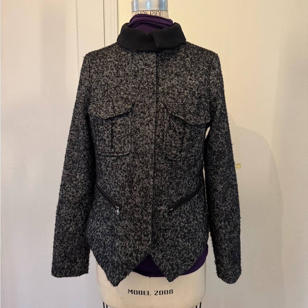 Wool Black tweed jacket with zippers and snaps from Gap